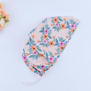 Floral Euro Scrub Cap for Women, Flower Euro Scrub Cap, Surgical cap Satin Lined Option,scrub caps for women euro style,silk lined scrub cap