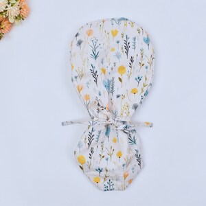 Floral ponytail scrub cap, Summer scrub cap with ponytail holder. Satin Lined scrub cap.