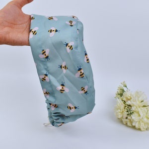 Bees Surgical Scrub Cap: Satin Lined Cotton Medical Hat