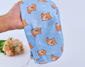 Puppy Euro Verbandmütze: Chirurgen Hut aus Baumwolle mit Knebelverschluss