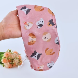 Cute Pet Face Euro Scrub Cap for Women, Surgical cap for all, Ponytail Scrub caps for women, Satin lined scrub cap. Scrub hats.