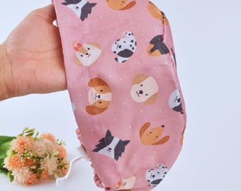 Cute Pet Face Euro Scrub Cap for Women, Surgical cap for all, Ponytail Scrub caps for women, Satin lined scrub cap. Scrub hats.