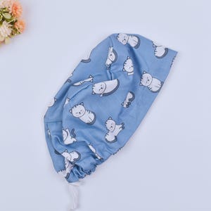 Funny Cat Scrub Cap: Cotton Surgical Hat, Ponytail or Euro Style, Satin Lined Option