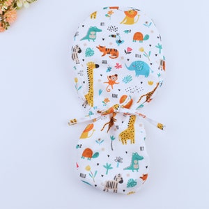 Wild animals ponytail scrub cap, Funny Surgical cap for women. Surgical cap with ponytail. Satin Lined scrub cap.