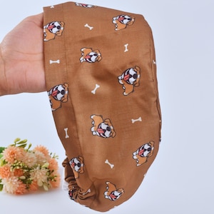 English Bulldog Puppy Scrub Cap: Cotton Euro Style Surgical Hat