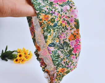 Floral Euro Scrub Cap: Satin Lined Surgical Hat