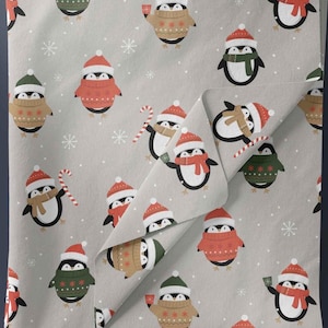 Christmas Scrub Cap: Penguin Print, Ponytail or Euro Style, Satin Lined