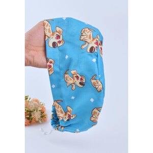 Dog Print Euro Scrub Cap: Cotton Surgical Hat, Ponytail Option