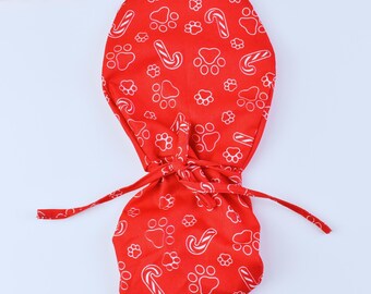 Christmas Ponytail Scrub Cap: Cotton Euro Surgical Hat