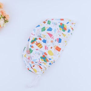 Holiday Euro Scrub Cap: Cotton Surgical Hat with Buttons & Satin Lining