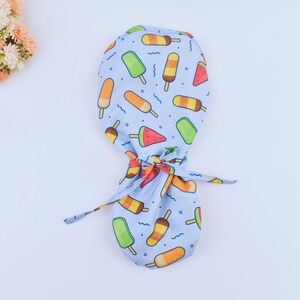 Ponytail scrub cap, Summer scrub cap with ponytail holder, Surgical cap women. Euro Scrub Cap for Women, Scrub hats, Satin Lined Scrub caps.
