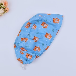 Kitten Print Euro Scrub Cap: Women&#39;s Surgical Hat, Satin Lined Option