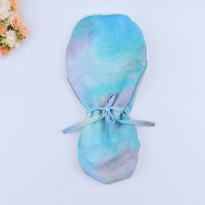 Pastel Tie Dye Ponytail Scrub Cap: Satin Lined Cotton Surgical Cap