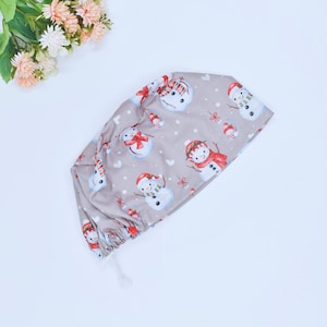 Cuffia da chirurgo a forma di pupazzo di neve di Natale: cuffia da infermiera in cotone, con coda di cavallo o stile europeo