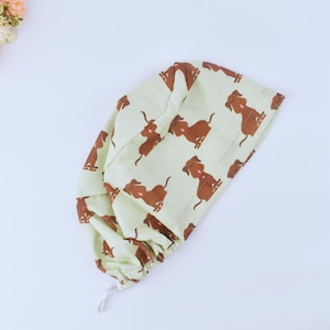 Dog Print Euro Scrub Cap: Cotton Surgical Hat with Ponytail Holder