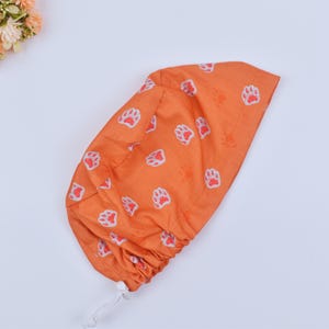 Cat Paw Scrub Cap: Cotton Surgical Cap, Satin Lined Option