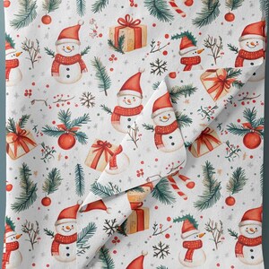 Christmas Snowman Scrub Cap: Satin Lined Cotton Nurse Hat