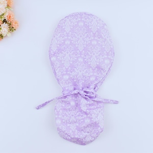 Floral ponytail scrub cap, Surgical cap women. Surgical cap with ponytail. Wiled Floral Euro Scrub Cap for Women, Satin Lined Scrub caps.