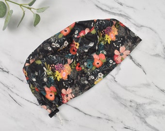 Gorro quirúrgico floral europeo para mujer: gorro quirúrgico con forro de satén