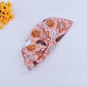 Halloween Scrub Cap: Horror Icons, Ponytail Tie-Back