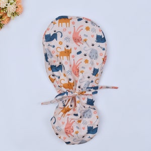 Cat Ponytail scrub cap, Surgical cap women. Scrub hat, Scrub cap, Surgical cap, Satin Lined scrub cap.