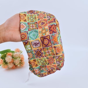 Floral Euro Scrub Cap: Satin Lined Ponytail Surgical Cap