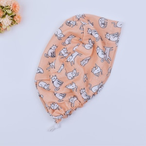 Cat Euro Scrub Cap for Women, Cat Surgical cap Satin Lined Option, Euro Scrub Cap for Women, Surgical cap, Satin lined scrub cap