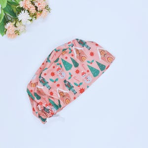 nutcrackers Xmas holiday Christmas euro Scrub Cap for women, Christmas pink ponytail scrub cap, surgical cap, scrub cap men, satin lined cap