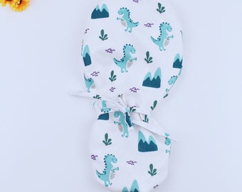 Mountain Dinosaur Ponytail Scrub Cap: Satin Lined Surgical Cap