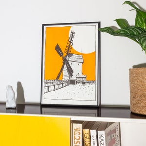 Stampa Riso A3 Mulino a vento lama arancione nero
