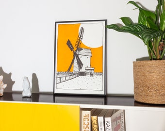 Riso Print A3 Moulin à Vent Lama Orange Noir