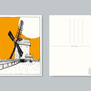 Carte postale Moulin à vent Lama Orange Noir - A6