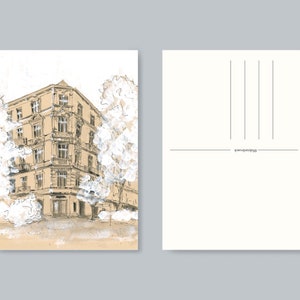 Cartolina d'auguri Città Case Architettura Disegno Berlino A6