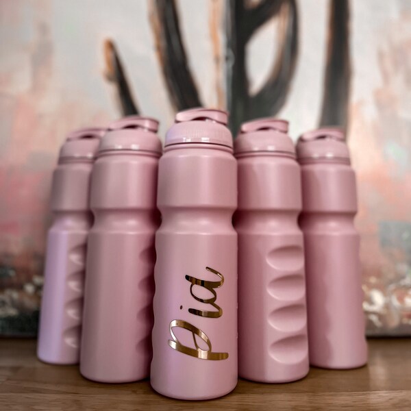 Trinkflasche personalisiert mit Namen in Rosa/Pink, Etiketten Becher personalisiert, Sportflasche, Label nach Wunsch