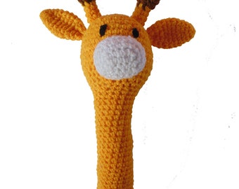 Giraffe Crochet Rattle Age 6 to 12 Month Babies Baby Rattle Toys Handmade with Motherhood Baby Shower gift