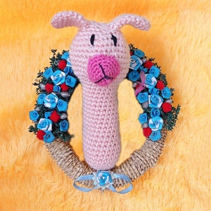 Littleok Handmade Llama Crochet Rattle Toy for Babies Crochet Rattle Age 6 to 12 Month Babies Handmade Toy with Motherhood Baby Shower Gift image 4