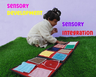 Touchables Sensory Squares Buch, texturierte Abnehmbare Quadrate, Sensorisches Spielzeug für Kleinkinder, 12er Set Sensorisches Element