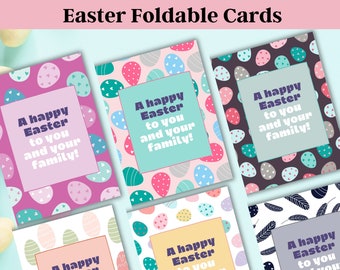 Easter Cards Set of 6, Easter Greetings, Happy Easter, Easter Wishes, Easter Printable Foldable Cards 5 x 7 inch, Digital Download, PDF