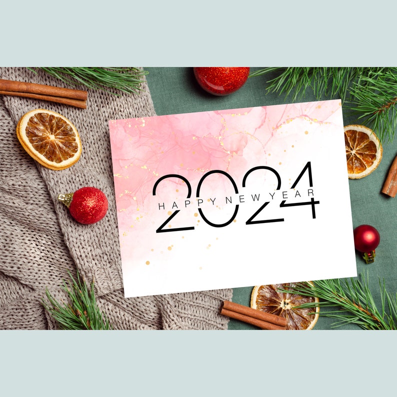 Druckbare Neujahrskarten, Neujahrskarten, Grußkarten 4er Set, frohes