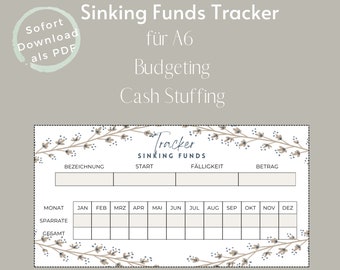 Sinking Funds Tracker Beige für Budget Planer Binder a6 | Cash Stuffing | Ausdrucken | Umschlagmethode | Sinking Funds Sparen