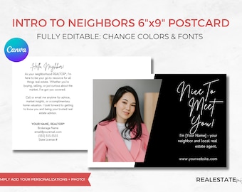 Intro to Neighbors, Real Estate Marketing Postcard, Editable Real Estate Template, New Agent Marketing Lead Generation, Real Estate Farming