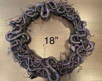 CUSTOM Handmade Artisan “Writhing Snake Wreath” Splatter Medusa Halloween Creepy Spooky Horror Gothic Punk Rock Holiday Home Decor