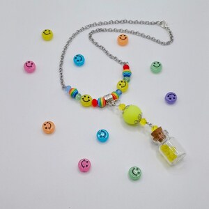 Bright Yellow Glow In The Dark Happy face Necklace Luminous Jewelry Accessory Gift for Jewel Junkie, Gewgaws