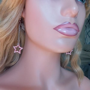 Dangle Chain Earrings Star Resin Charm With Wire Backs for Pierced Ear Cartliage Jewelry Gift for Girl Birthday Christmas