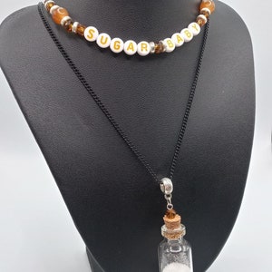 Personalized Crystal Beaded 90s Letter Necklace Set - Etsy