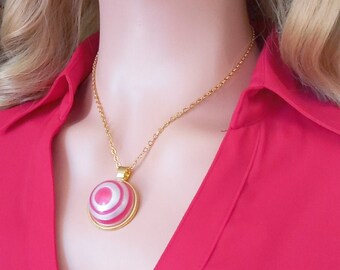 Cosplay Cabochon Pendant Gold Necklace Jewelry Gift for Her, Birthday, Christmas