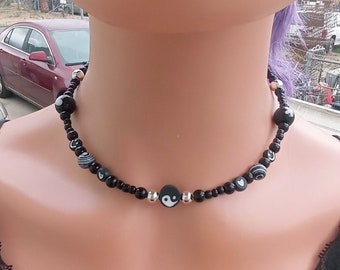 Yin Yang Chakra Bead Choker Halskette, Modeschmuck Geschenk für seinen oder ihren Geburtstag