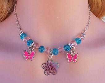 Y2K Necklace Beaded Butterfly Choker for Girls
