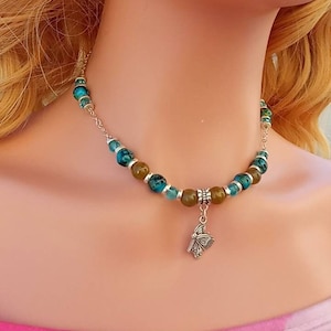 Y2k Necklace Butterfly Necklace Butterfly Charm Necklace Butterfly Bead Necklace Butterfly Pendant Necklace Handmade Necklace Jewelry Gift