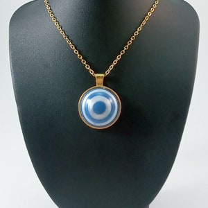 Gold Chain Charm Necklace With UV Resin Cabochon Target Pendant